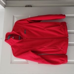 Red Columbia fleece jacket, unisex size small